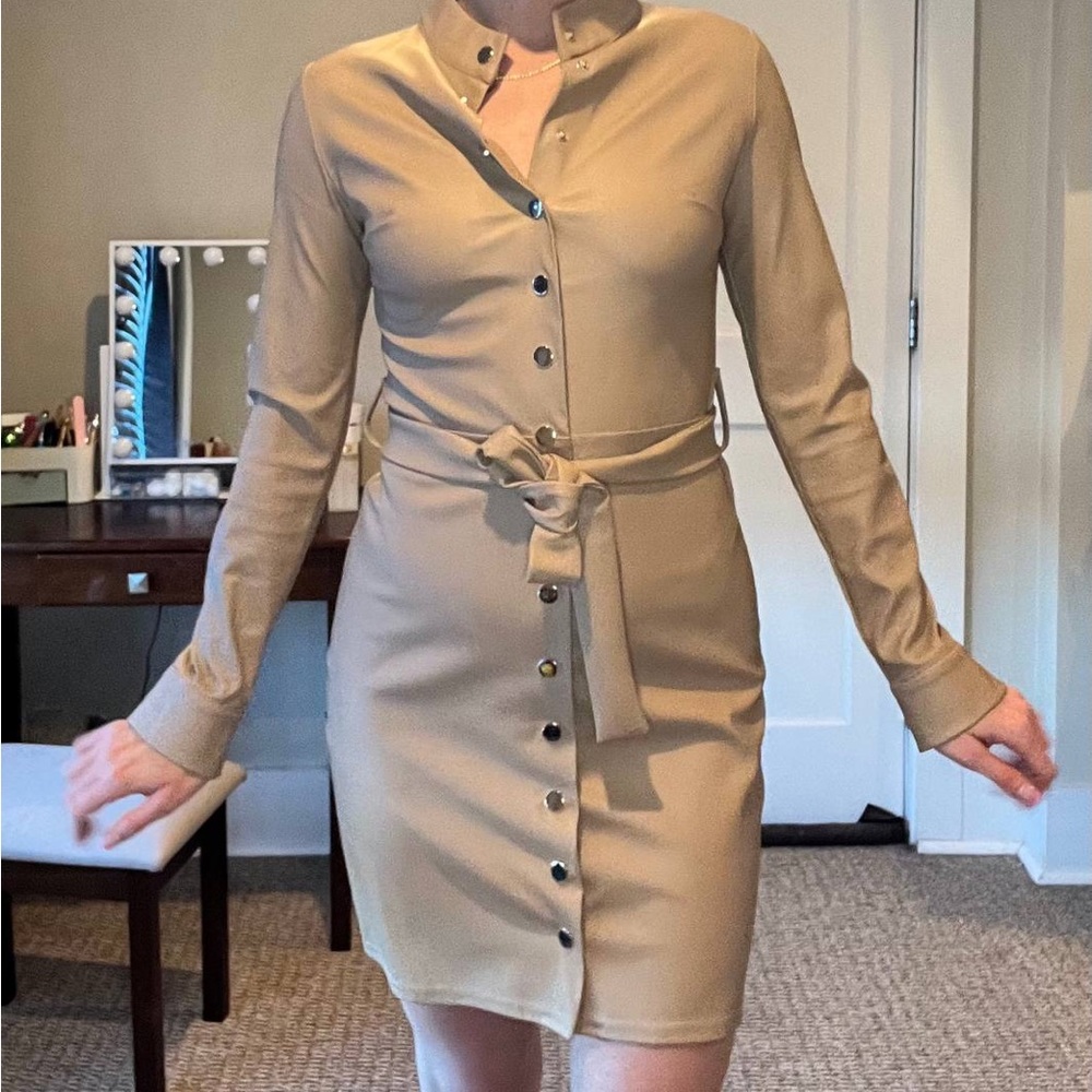 Tan leather dress